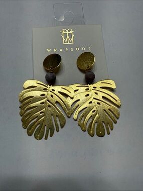 Rhapsody Gold Monstera Leaf Drop Earrings
